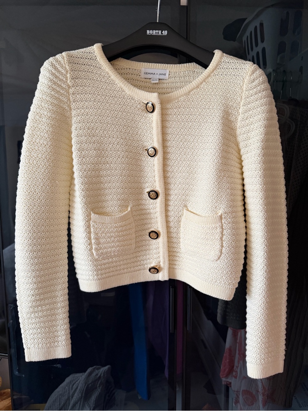 Cream Textured Button-Front Women's Cardigan Sweater